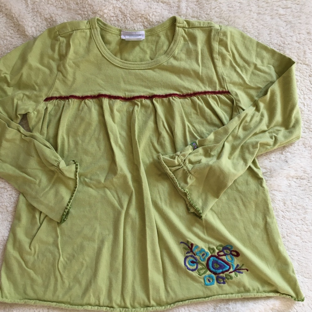Avocado Green naartjie Top Flower Embroidery 9
